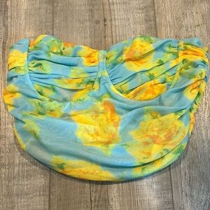 ZARA TULLE MESH CORSET FLORAL CROPPED TOP green yellow blue neon
Sz Medium